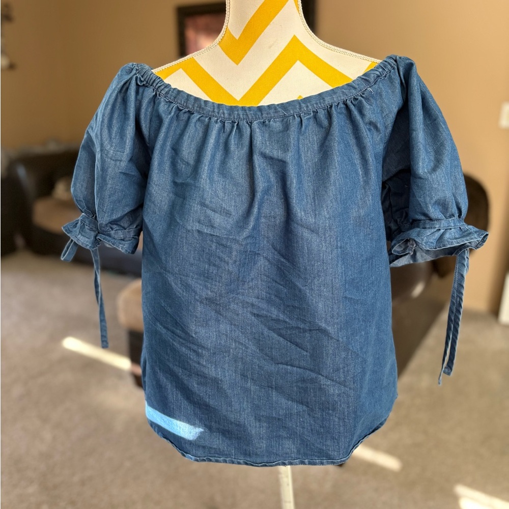 Elegant Denim Off-Shoulder Blouse